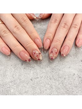 エトワール 御器所店(Etoile)/クリアフレンチ押し花ネイル