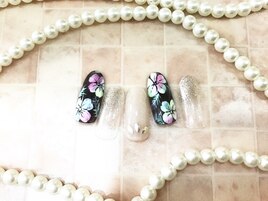 【夏】トロピカルフラワーネイル