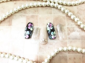 【夏】トロピカルフラワーネイル