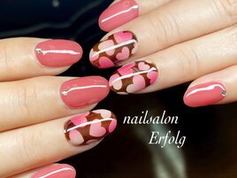 大きめハートのバレンタインnail