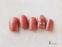 アイネイルズ 横浜EAST店(I-nails)/シンプル押し花ワンカラーネイル