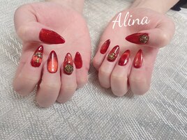 赤マグネットネイル