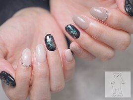 宇宙風 ガラス風 アシメネイル