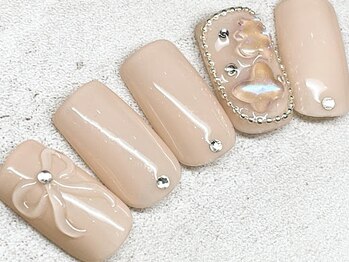 チェリーズネイル(Cherrys Nail)/ぷっくり クリア リボンネイル