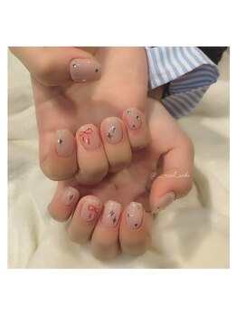 モカ 心斎橋(moca by Lee)/【Saki】ショートリボンネイル