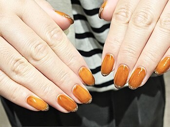 プロモート 岡山城下店(Promote)/べっこうオレンジラメフレンチ