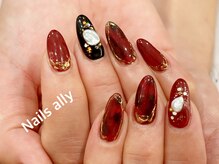 ネイルズアリー 立川店(Nails ally)/レッド×ブラック×ニュアンス