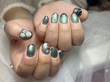 ジョアネイル(JOA Nail)/緑/先端ライン/花/パーツ