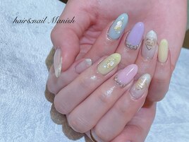 カラフル×リップルネイル