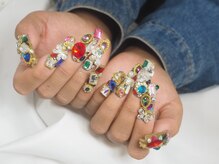 nailsalon amore 心斎橋店【長さだし/持ち込み/スカルプ/フィルイン/定額】/宝石ネイル18150円