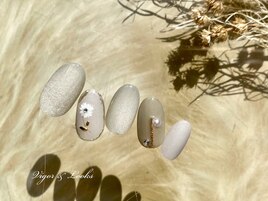 ミラーネイル　グレー　フラワー