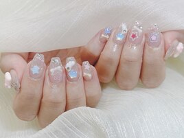 カラフル星キラキラ夢かわネイル