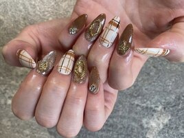 【スカルプ】チェックデザイン