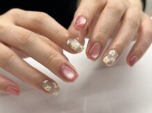 ルハナネイル(Luhana nail by Linoa nail)/ピンクマグネット×お花
