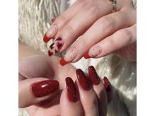 ウェイビーズ ネイル(wavy's.nail)/ハート×フレンチネイル