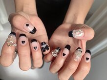 アイスタジオ アンド タブルネイル 梅田店(EYE STUDIO&W NAIL)/フレンチガーリーx黒フレンチ