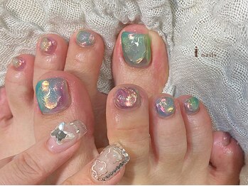 アイネイルズ 渋谷店(I nails)/うるうるオーロラフット￥9480