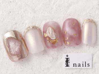 アイネイルズ 新宿店(I nails)/天然石ミラーニュアンス