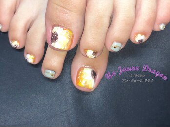 アン ジョーヌドラゴ/【フットネイル】ひまわりネイル
