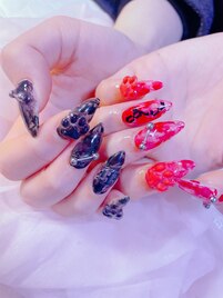 黒赤ネイル♪