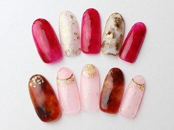 ユースタイル 新宿店(U-style)/赤×べっ甲ネイル