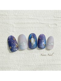 煌めく春の夜空ネイル