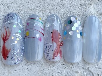 フリークネイル(FREAK Nail)/ヨーヨー金魚夏祭りアート¥13500