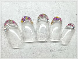 【押し花×ラメフレンチ】