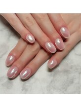 エスディーネイルズ(sd nails)/ワンカラーにオーロラパウダー