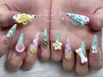 サリーネイルラボ(Sully Nail Lab)/ピンク・ミント色合わせ