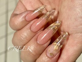 クリアフレンチ押し花スカルプ