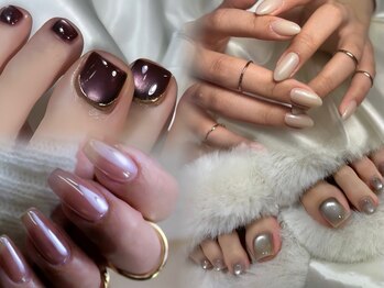 クオン(KUON)の写真/【長さだしOK】こだわり派の大人女性に…洗練された空間で理想の爪先へ♪ワンカラー,マグネット,アートまで