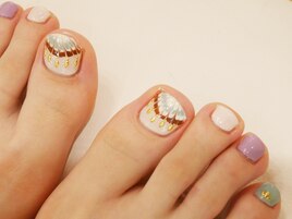 秋のフットネイル。