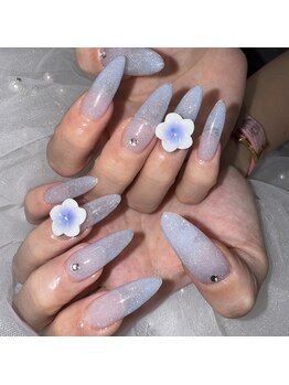 ケソン ネイル スタジオ(qeson nail studio)/プルメリアのロングネイル♪