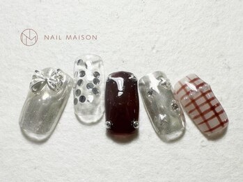 ネイルメゾン 梅田(NAIL MAISON)/シルバーボルドーチェック
