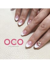 オコネイル ネイルサロンアンドスクール(OCO nail)/French × 3D swarovski