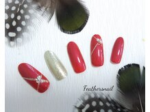 フェザーズ ネイル(feathers nail)/スタイリッシュレッドネイル♪
