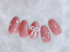 韓国風ぷっくりリボンネイル♪