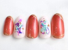 ネイリス(NAILISS)/シェル/和装/ゴールド/赤/