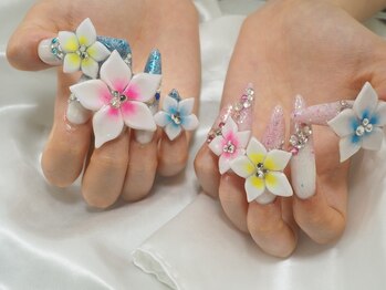 nailsalon amore 心斎橋店【長さだし/持ち込み/スカルプ/フィルイン/定額】/ハイビスカス22330円
