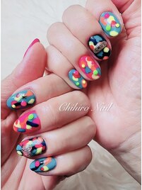 カラフル迷彩ジェルネイル