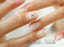 スタイリッシュネイルズ(Stylish Nails)/ホワイトグラデ/ブルーストーン