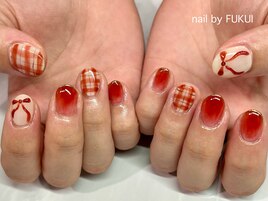 赤チェックとりぼん