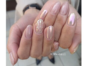 ケイアイエムネイル(KIM nail)/pink sand × aurora