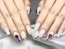チェック×パーツネイル