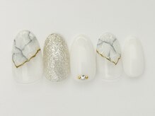 ネイルサロン アビー グランデュオ蒲田店(abbie)/ホワイト大理石¥10395
