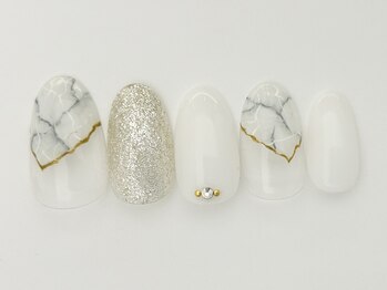 ネイルサロン アビー グランデュオ蒲田店(abbie)/ホワイト大理石¥10395