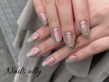 ネイルズアリー 立川店(Nails ally)/囲み×ミラー×艶×蝶×秋冬