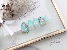 ワイネイル(Y.nail)/ブルーのくすみフラワー