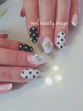 ネイル ビューティー イメージ(nail beauty image)/モノクロドット柄＋3Dアート